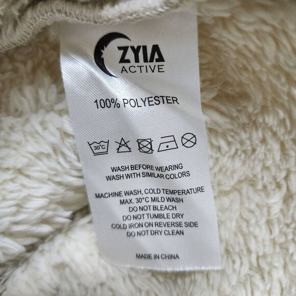 Zyia Fleece Teddy Jacket Womens S Cream 1/4 Zip Long Slv Pockets Soft Outdoor - Picture 12 of 12